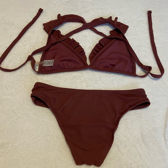 Shade & Shore Brown Ruffled Bikini Set - Picture 4 of 7